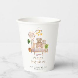Boho Teddy Bear Kwekerij Baby shower Papieren Bekers