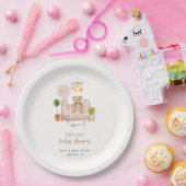 Boho Teddy Bear Kwekerij Baby shower Papieren Bordje (Feest)