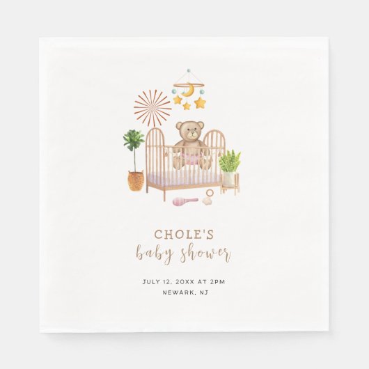 Boho Teddy Bear Kwekerij Baby shower Servet (Voorkant)