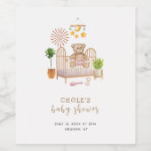 Boho Teddy Bear Kwekerij Baby shower Wijn Etiket (Enkel label)
