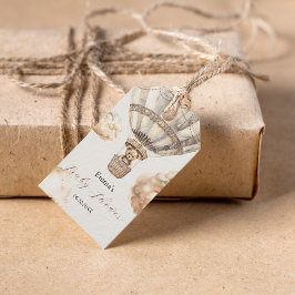 Boho Teddy Bear Luchtballon Sky Baby shower Cadeaulabel