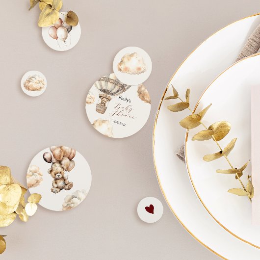 Boho Teddy Bear Luchtballonwolken Baby shower Confetti
