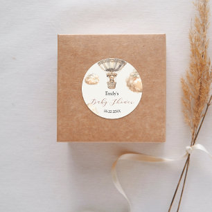Boho Teddy Bear Luchtballonwolken Baby shower Ronde Sticker