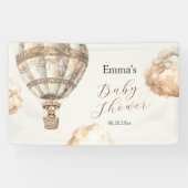Boho Teddy Bear Luchtballonwolken Baby shower Spandoek (Horizontaal)
