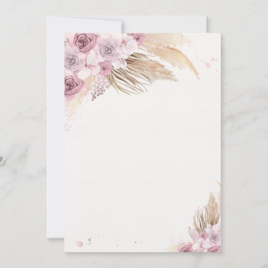 Boho Teddy Bear Mauve Pink Barly Wait Baby shower Kaart (Achterkant)