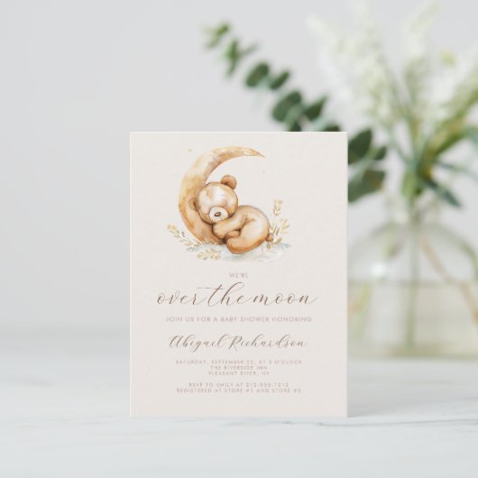 Boho Teddy Bear Neutraal Baby shower Briefkaart (Staand voorkant)