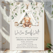 Boho Teddy Bear Neutral Baby shower Kaart