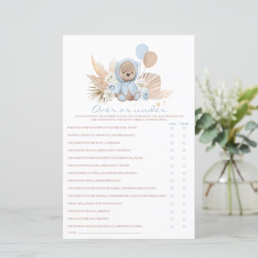 Boho Teddy bear over of onder Baby shower (Staand voorkant)