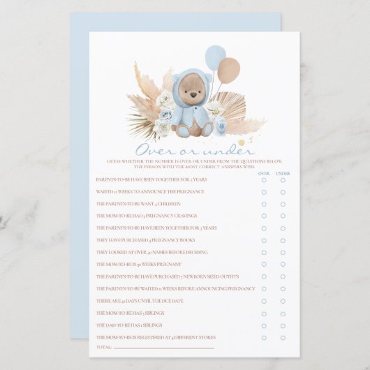 Boho Teddy bear over of onder Baby shower (Voorkant / Achterkant)