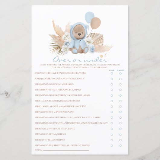 Boho Teddy bear over of onder Baby shower (Voorkant)