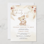 Boho Teddy Bear Pampas Grass Baby shower Uitnodige Kaart (Voorkant)