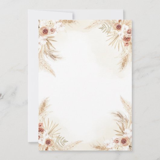 Boho Teddy Bear Pampas Grass Baby shower Uitnodige Kaart (Achterkant)