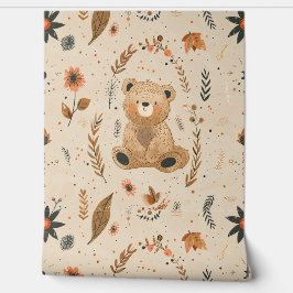 Boho Teddy Bear Pattern Baby kinderkamer Behang