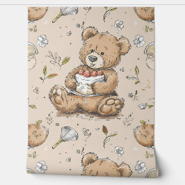 Boho Teddy Bear Pattern Baby kinderkamer Behang
