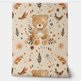 Boho Teddy Bear Pattern Baby kinderkamer Behang