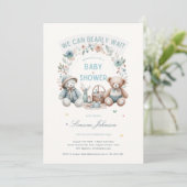 Boho Teddy Bear picknick Baby shower thema jongens Kaart (Staand voorkant)