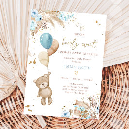 Boho Teddy Bear Picnic Boy Blue Baby shower Kaart
