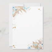 Boho Teddy Bear Picnic Boy Blue Baby shower Kaart (Achterkant)