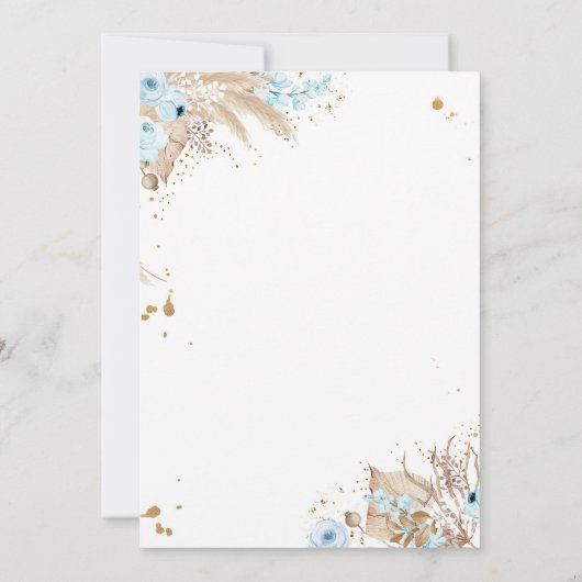 Boho Teddy Bear Picnic Boy Blue Baby shower Kaart (Achterkant)