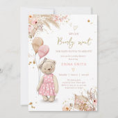 Boho Teddy Bear Picnic Girl Pink Baby shower Kaart (Voorkant)