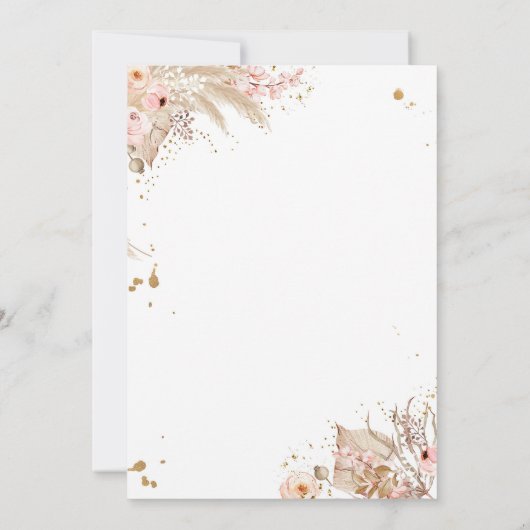 Boho Teddy Bear Picnic Girl Pink Baby shower Kaart (Achterkant)