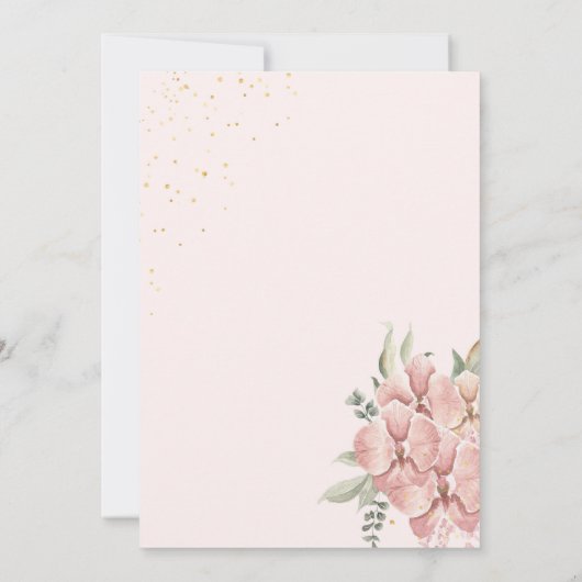 Boho Teddy Bear Pink and Gold Baby shower Kaart (Achterkant)