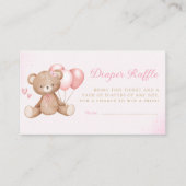 Boho Teddy Bear Pink Baby shower Diaper Raffle Informatiekaartje (Voorkant)