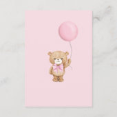 Boho Teddy Bear Pink Ballonboeken voor Baby Girl Informatiekaartje (Achterkant)
