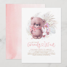 Boho Teddy Bear Pink Barly Wait Girl Baby shower