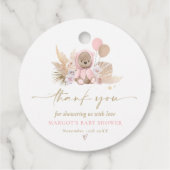 Boho Teddy Bear Pink Barly Wake Baby shower Bedankjes Labels (Achterkant)