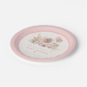 Boho Teddy Bear Pink Barly Wake Baby shower Papieren Bordje (Gekanteld)