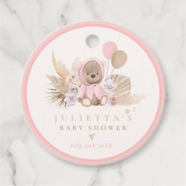Boho Teddy Bear Pink Teddy Bear Baby shower Gift Bedankjes Labels