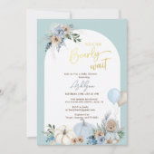 Boho Teddy Bear Pumpkin Boy Bearly Baby shower Kaart (Voorkant)