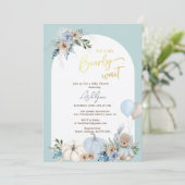 Boho Teddy Bear Pumpkin Boy Bearly Baby shower Kaart (Staand voorkant)