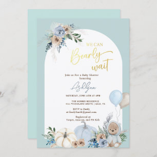 Boho Teddy Bear Pumpkin Boy Bearly Baby shower Kaart