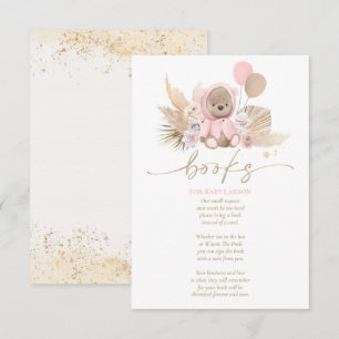 Boho Teddy bear roze Baby showers boeken voor Baby Informatiekaartje