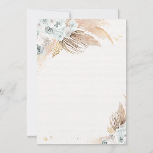 Boho Teddy Bear Sage Green Barly Wait Baby shower Kaart (Achterkant)