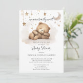Boho Teddy Bear Stars Moon Baby shower Kaart (Staand voorkant)