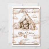  Boho Teddy Bear Theme Baby Shower Invitation Kaart (Voorkant)