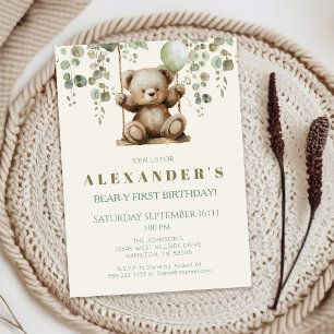Boho Teddy Bear verjaardagsfeestje uitnodiging