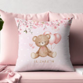 Boho Teddy Bear Waterverf Flowers gepersonaliseerd Kussen