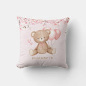 Boho Teddy Bear Waterverf Flowers gepersonaliseerd Kussen (Voorkant)