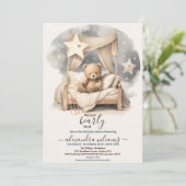 Boho Teddy Bear we kunnen Baby shower afwachten Kaart (Staand voorkant)