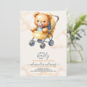 Boho Teddy Bear we kunnen Baby shower afwachten Kaart (Staand voorkant)