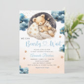 Boho Teddy Bear we kunnen Baby shower afwachten Kaart (Staand voorkant)