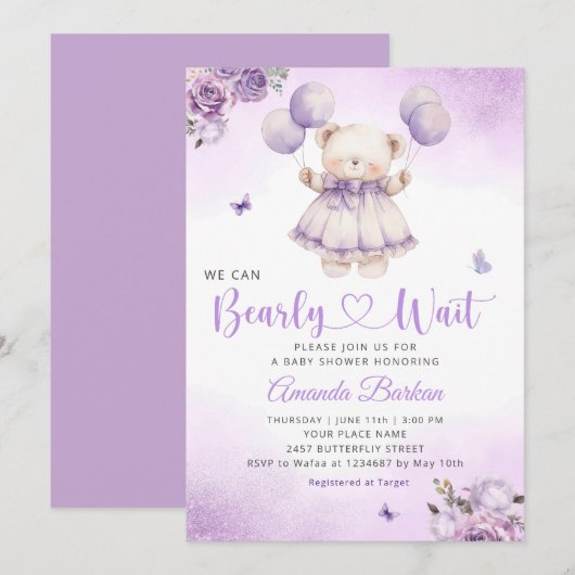 Boho Teddy Bear we kunnen Baby shower afwachten Kaart (Voorkant / Achterkant)