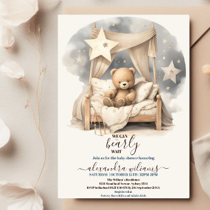 Boho Teddy Bear we kunnen Baby shower afwachten Kaart