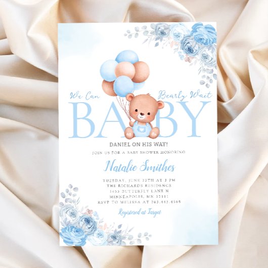 Boho Teddy Bear we kunnen Baby shower afwachten Kaart