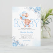 Boho Teddy Bear we kunnen Baby shower afwachten Kaart (Staand voorkant)