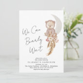 Boho Teddy Bear we kunnen Baby shower afwachten Kaart (Staand voorkant)
